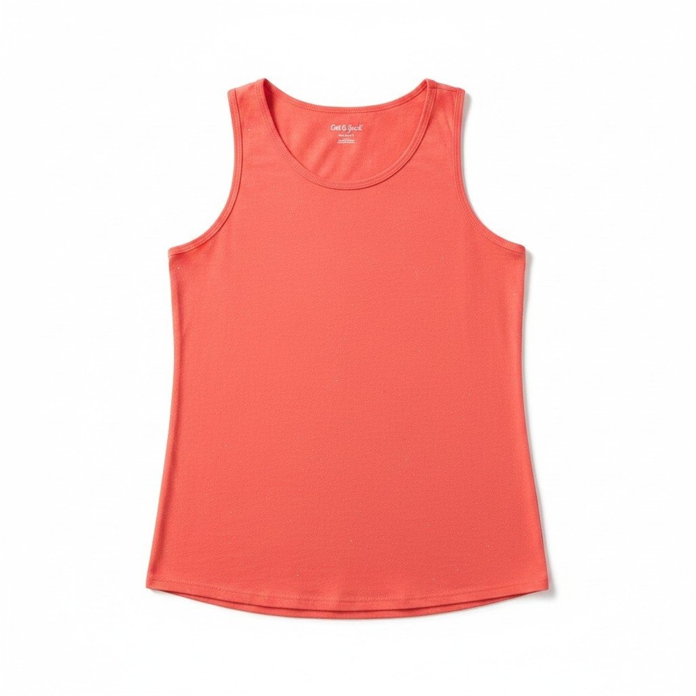 Cat & Jack XL Coral Pink Glitter Tank Top Womens Casual Cozy Sparkle Sleeveless